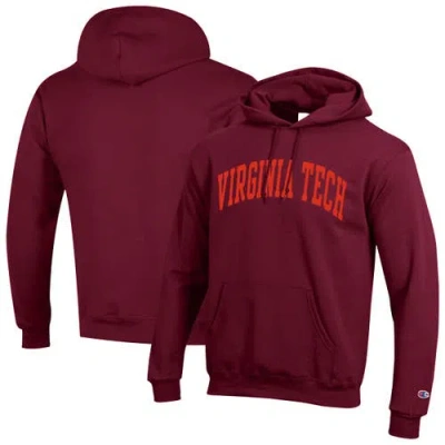 Champion Maroon Virginia Tech Hokies Basic Arch Fleece Pullover Hoodie In Red