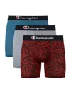 CHAMPION MEN'S 3-PACK LIGHTWEIGHT STRETCH MOISTURE WICKING MESH BOXER BRIEFS IN TURQUOISE/CONCRETE/MARBLE PRI