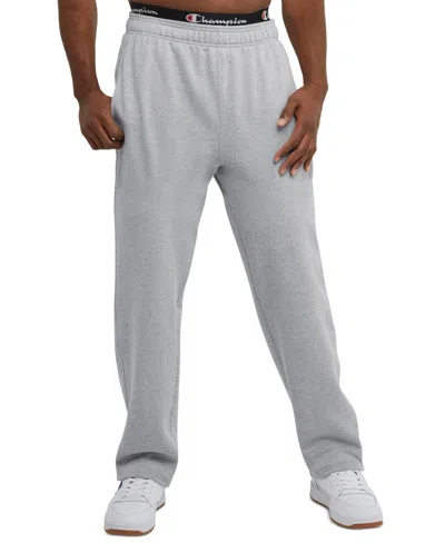 Champion Men's Big & Tall Powerblend Open Bottom Fleece Sweatpants In Oxford Gray