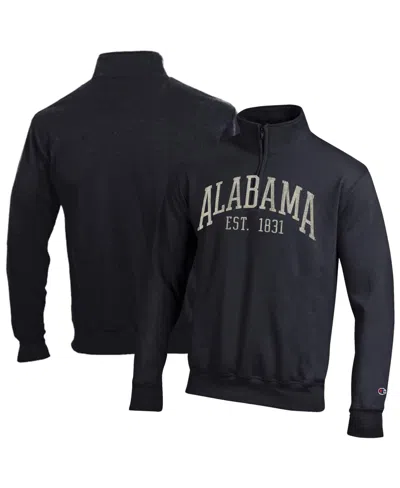 Champion Men's Black Alabama Crimson Tide Powerblend Quarter-zip Pullover Sweatshirt