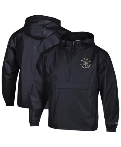 Champion Men's Black Army Black Knights Packable Hooded Windbreaker Half-zip Jacket