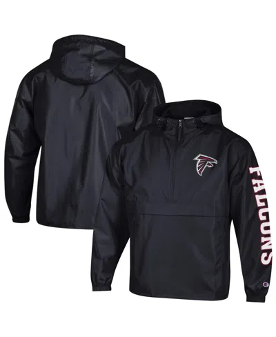 Champion Men's Black Atlanta Falcons Packable Windbreaker Half-zip Jacket