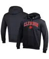 Champion Men's Black Clemson Tigers Arched Logo Fleece Pullover Hoodie In Black