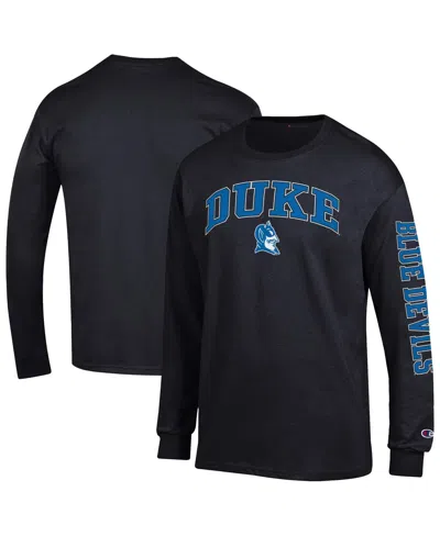 Champion Black Duke Blue Devils Arch Over Logo 2-hit Long Sleeve T-shirt