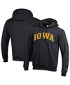 Champion Men's Black Iowa Hawkeyes Basic Arch Fleece Pullover Hoodie In Black
