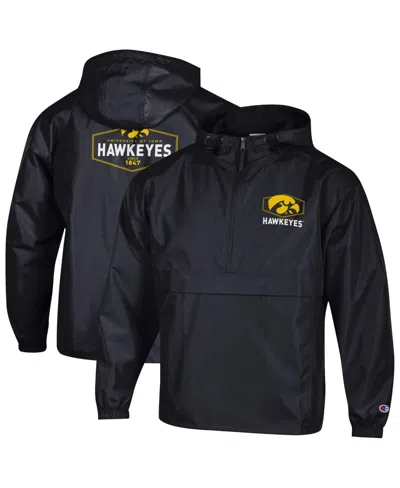 Champion Men's Black Iowa Hawkeyes Delay Packable Half-zip Jacket