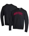 Champion Men's Black Ohio State Buckeyes Basic Arch Fleece Pullover Sweatshirt In Black