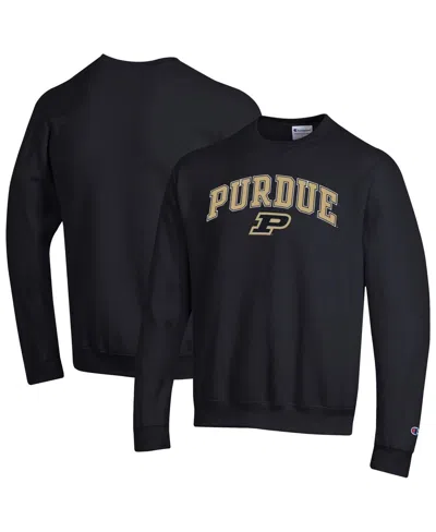 Champion Men's Black Purdue Boilermakers Arch Over Logo Pullover Sweatshirt In Blue