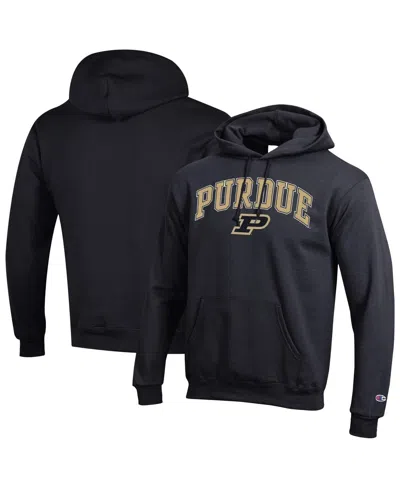 Champion Black Purdue Boilermakers Arched Logo Fleece Pullover Hoodie In Blue