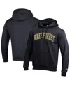 Champion Men's Black Wake Forest Demon Deacons Basic Arch Fleece Pullover Hoodie In Black