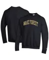 Champion Men's Black Wake Forest Demon Deacons Basic Arch Fleece Pullover Sweatshirt In Black