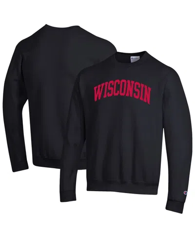 Champion Men's Black Wisconsin Badgers Basic Arch Fleece Pullover Sweatshirt