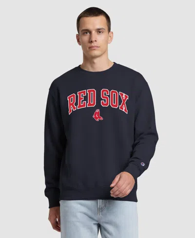 Champion Men's Boston Red Sox Fleece Crewneck Sweatshirt In Blue