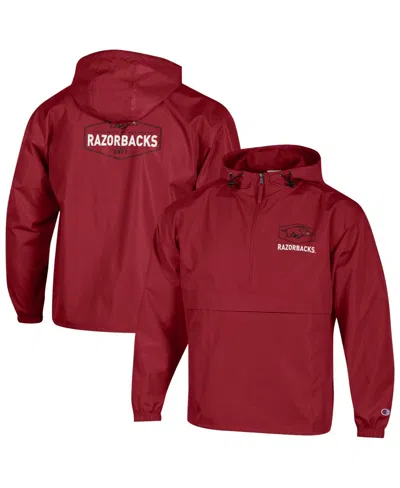 Champion Men's Cardinal Arkansas Razorbacks Delay Packable Half-zip Jacket In Brown