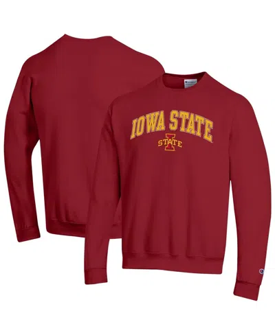 Champion Men's Cardinal Iowa State Cyclones Arch Over Logo Pullover Sweatshirt In Burgundy