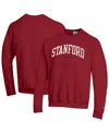 Champion Men's Cardinal Stanford Cardinal Basic Arch Fleece Pullover Sweatshirt In Brown