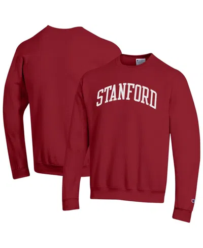 Champion Men's Cardinal Stanford Cardinal Basic Arch Fleece Pullover Sweatshirt In Brown