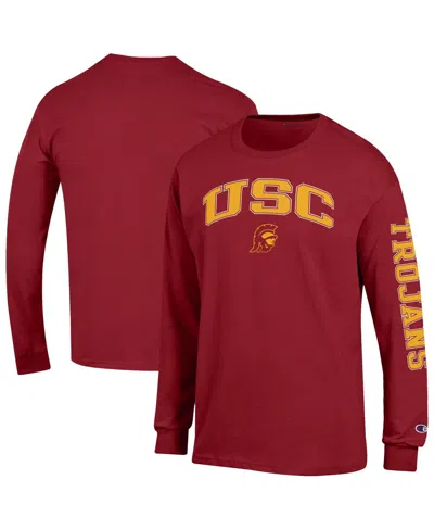 Champion Cardinal Usc Trojans Arch Over Logo 2-hit Long Sleeve T-shirt In Red