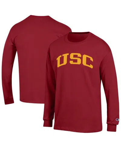 CHAMPION MEN'S CARDINAL USC TROJANS BASIC ARCH LONG SLEEVE T-SHIRT