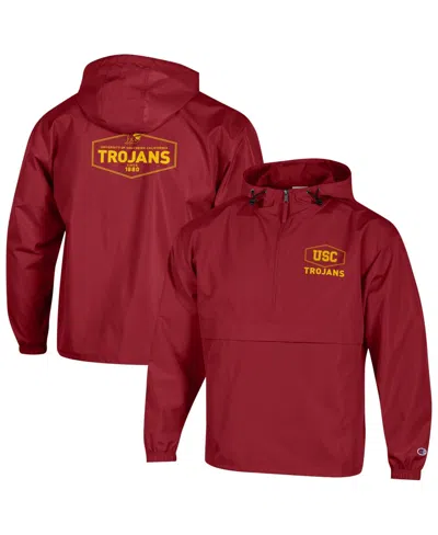 Champion Men's Cardinal Usc Trojans Delay Packable Half-zip Jacket In Red
