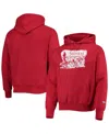 Champion Men's  Crimson Distressed Oklahoma Sooners Vault Logo Reverse Weave Pullover Hoodie In Crimson