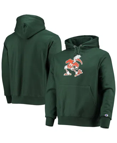 Champion Men's  Green Miami Hurricanes Vault Logo Reverse Weave Pullover Hoodie