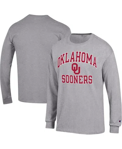 Champion Men's  Heather Gray Oklahoma Sooners High Motor Long Sleeve T-shirt