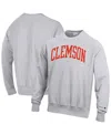 Champion Men's  Heathered Gray Clemson Tigers Arch Reverse Weave Pullover Sweatshirt In Heathered Gray