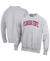 Champion Men's  Heathered Gray Florida State Seminoles Arch Reverse Weave Pullover Sweatshirt In Gray