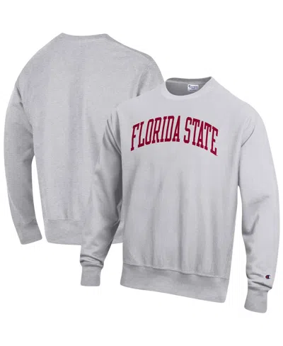Champion Men's  Heathered Gray Florida State Seminoles Arch Reverse Weave Pullover Sweatshirt