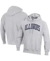 Champion Men's  Heathered Gray Illinois Fighting Illini Team Arch Reverse Weave Pullover Hoodie In Heathered Gray