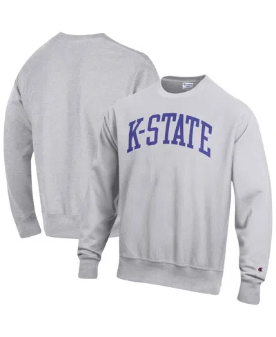 Champion Men's  Heathered Gray Kansas State Wildcats Arch Reverse Weave Pullover Sweatshirt In Heather Gray