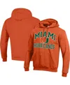 Champion Men's  Orange Miami Hurricanes High Motor Pullover Hoodie In Orange