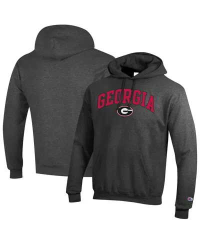 Champion Charcoal Georgia Bulldogs Arch Over Logo Pullover Hoodie In Black
