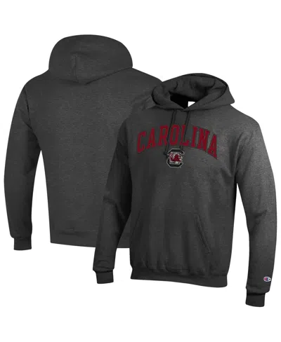 Champion Men's Charcoal South Carolina Gamecocks Arch Over Logo Pullover Hoodie In Black