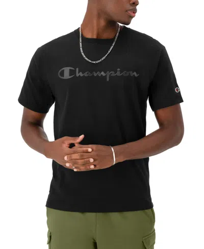 Champion Men's Classic Logo Crewneck Short-sleeve T-shirt In Black