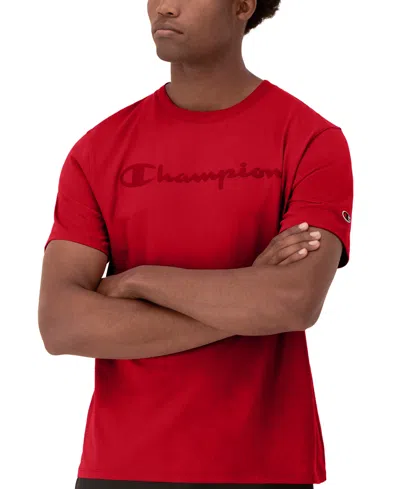Champion Men's Classic Logo Crewneck Short-sleeve T-shirt In Scarlet