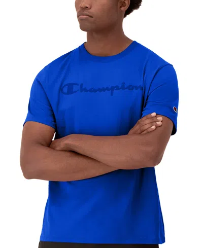 Champion Men's Classic Logo Crewneck Short-sleeve T-shirt In Surf The W