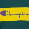 Champion Men's Color Block Kangaroo Pocket Reverse Weave Crew Neck Sweatshirt Green/yellow In Green/yellow