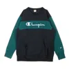 Champion Men's Color Block Kangaroo Pocket Reverse Weave Crewneck Sweatshirt Dark Blue/green In Dark Blue/green