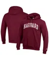 Champion Men's Crimson Harvard Crimson Basic Arch Fleece Pullover Hoodie In Burgundy
