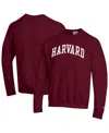 Champion Men's Crimson Harvard Crimson Basic Arch Fleece Pullover Sweatshirt In Brown