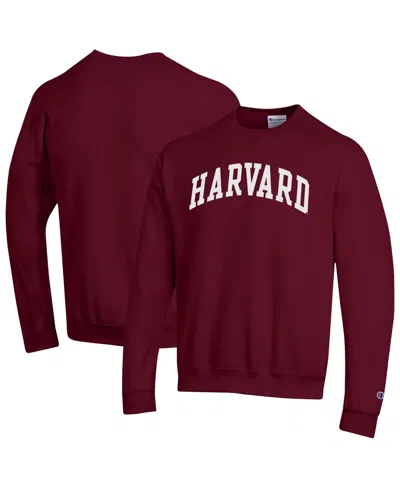 Champion Men's Crimson Harvard Crimson Basic Arch Fleece Pullover Sweatshirt In Brown