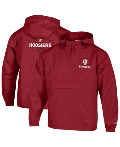 Champion Men's Crimson Indiana Hoosiers Delay Packable Half-zip Jacket In Burgundy