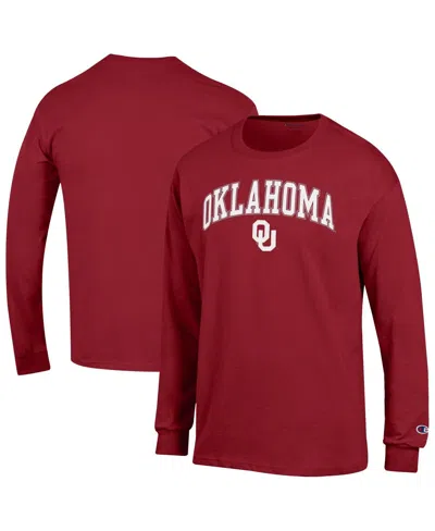 Champion Men's Crimson Oklahoma Sooners Arch Over Logo Long Sleeve T-shirt In Red