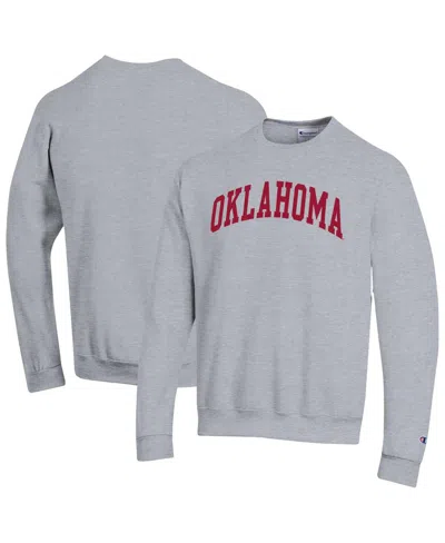 Champion Men's Crimson Oklahoma Sooners Basic Arch Fleece Pullover Sweatshirt In Gray