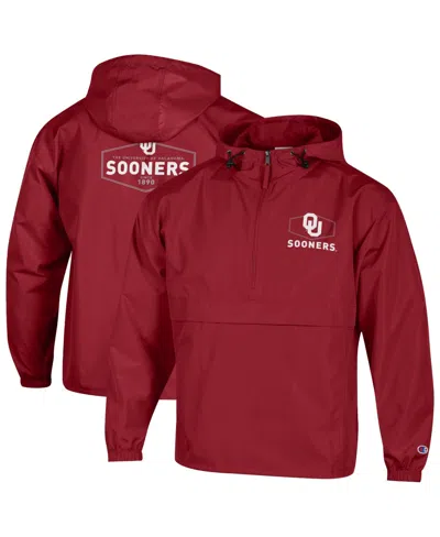 Champion Men's Crimson Oklahoma Sooners Delay Packable Half-zip Jacket In Red