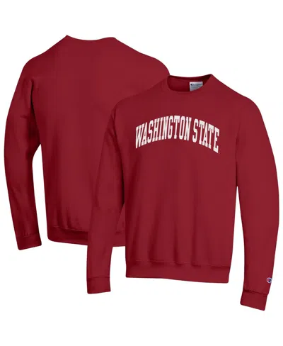 Champion Men's Crimson Washington State Cougars Basic Arch Fleece Pullover Sweatshirt In Red