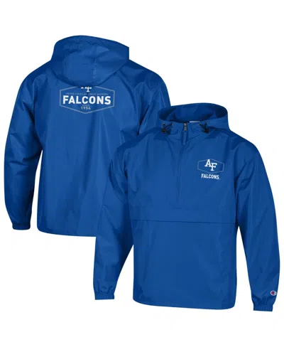 Champion Men's Delay Air Force Falcons Packable Hooded Half-zip Jacket In Blue