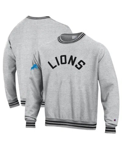 Champion Men's Detroit Lions Reverse Weave Relaxed-fit Heavyweight Crewneck Sweatshirt In Gray